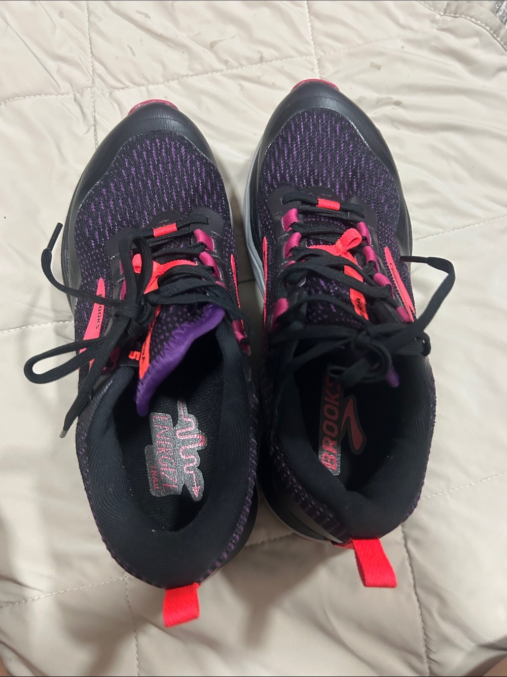 Brooks Women's Running Shoes in Black with Purple and Hot Pink Accents